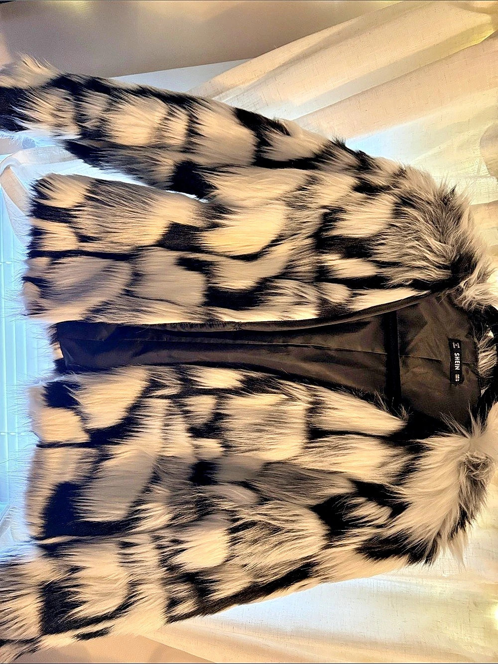 SHEIN Animal Print Jacket in Black & Cream Size Medium